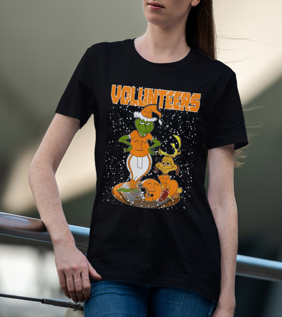 Grinch Tennessee Volunteers Christmas Football T-Shirt