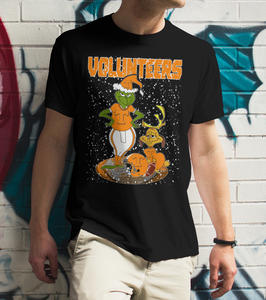 Grinch Tennessee Volunteers Christmas Football T-Shirt