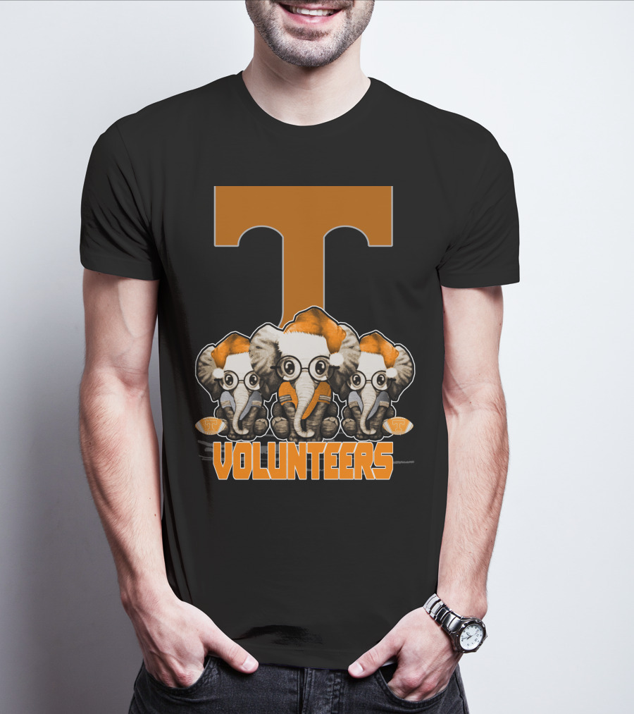 Three Elephants With Santa Hats Tennessee Volunteers T-Shirt