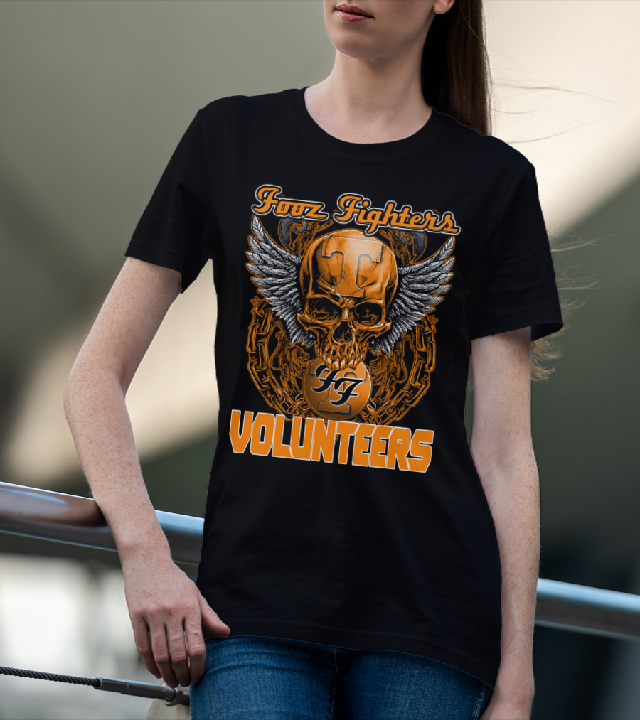 Fooz Fighters Volunteers Tennessee Skull Wings T-Shirt