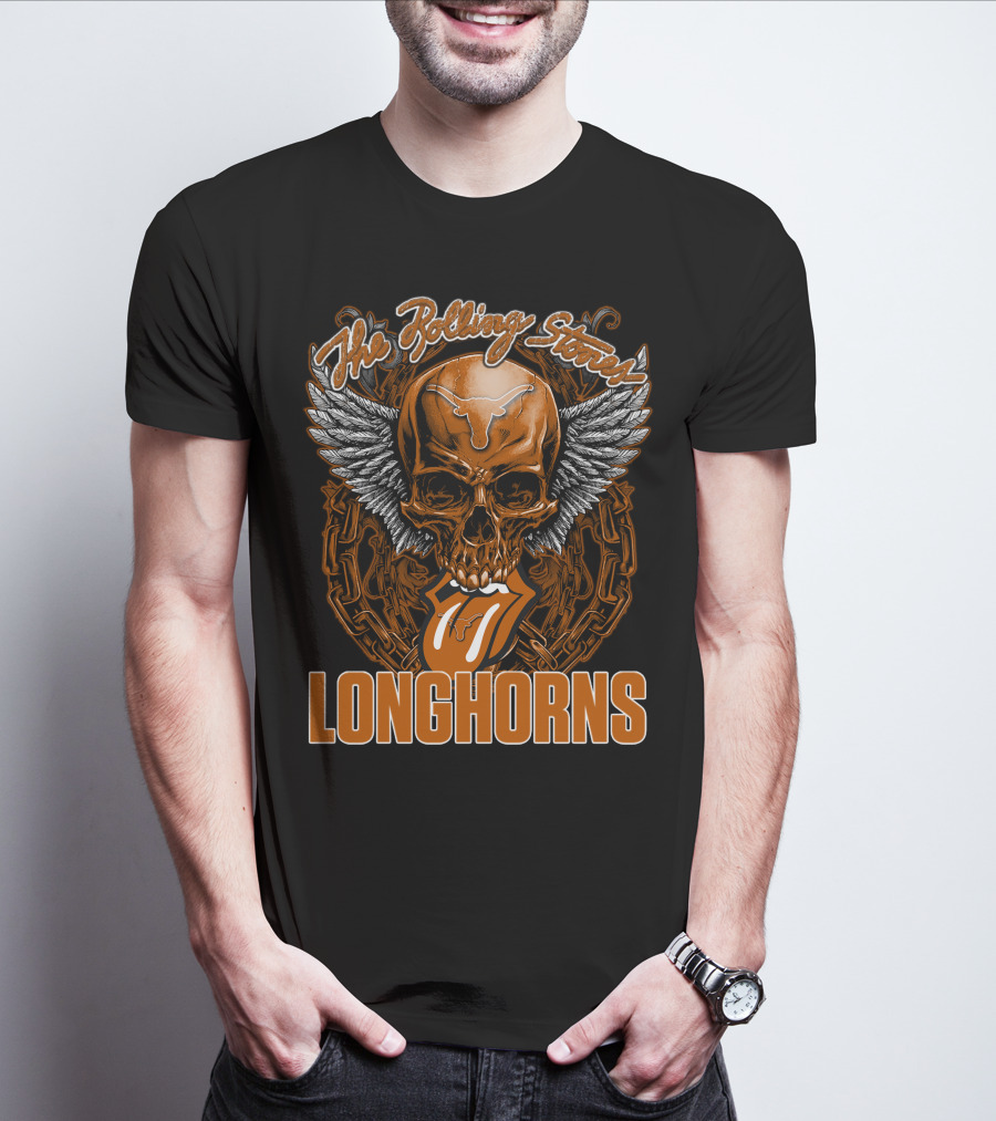 The Rolling Stones Texas Longhorns Skull Winged Tongue T-Shirt