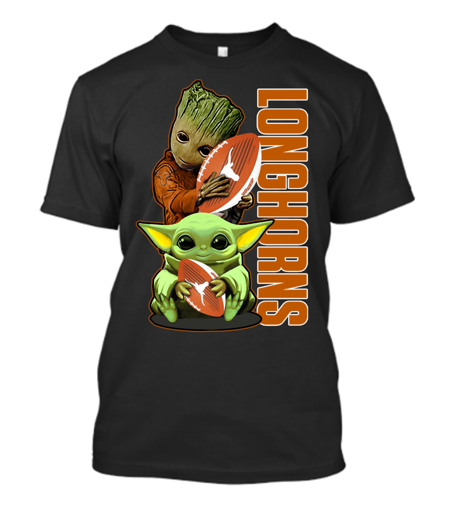 Grzd Texas Longhorns Football Grogu Groot T-Shirt
