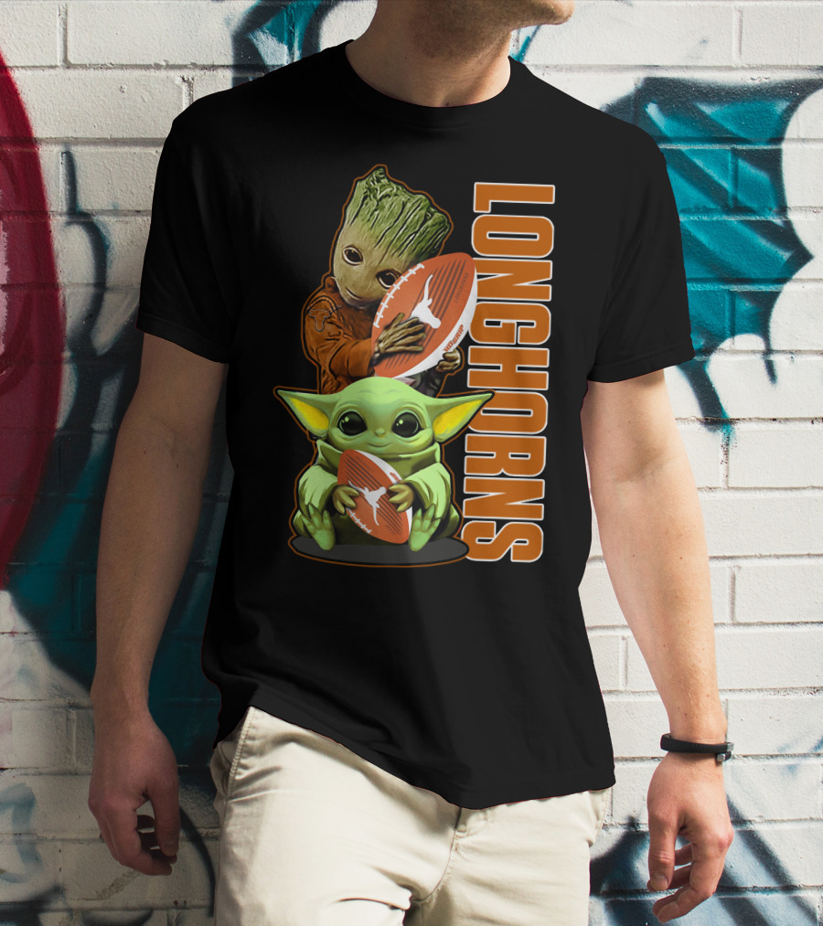 Grzd Texas Longhorns Football Grogu Groot T-Shirt