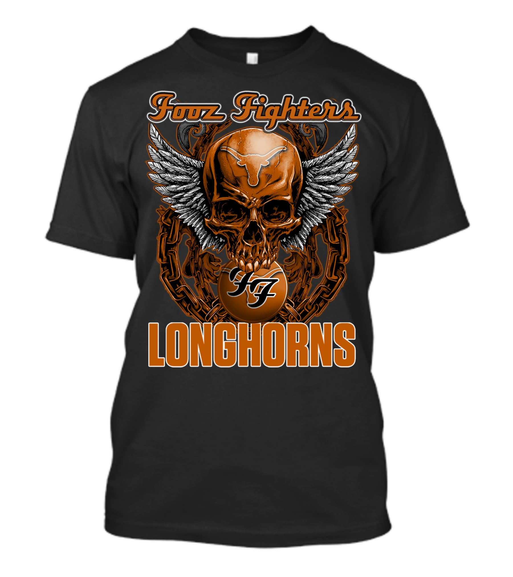 Foo Fighters Longhorns Texas Skull Wings T-Shirt