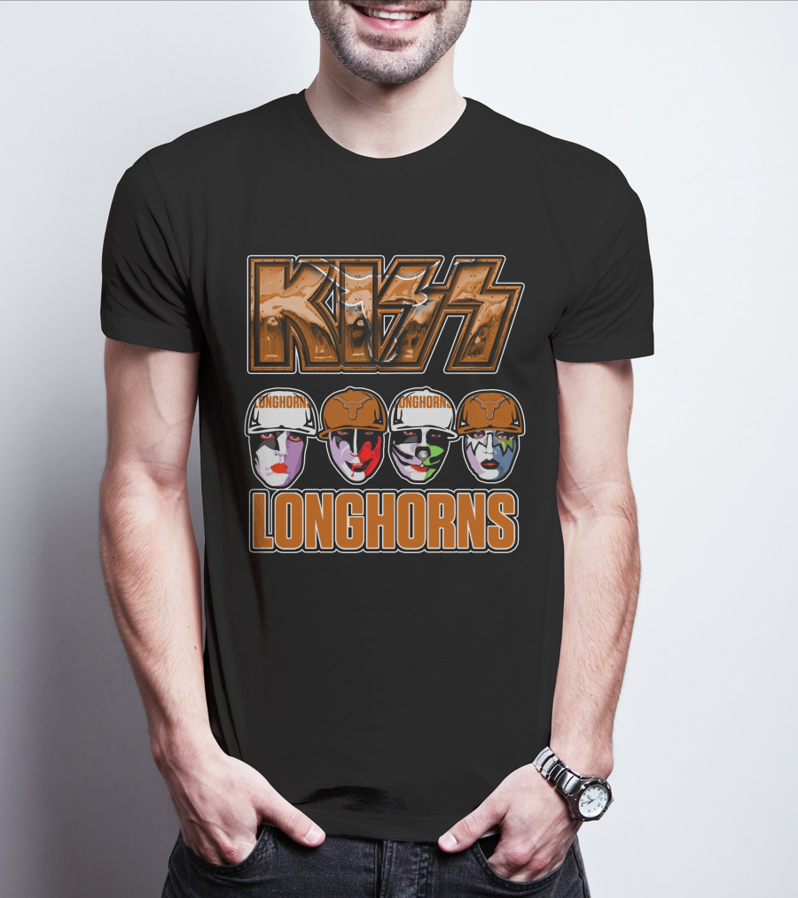 KISS Longhorns Texas Band-Themed NCAA Collaboration T-Shirt