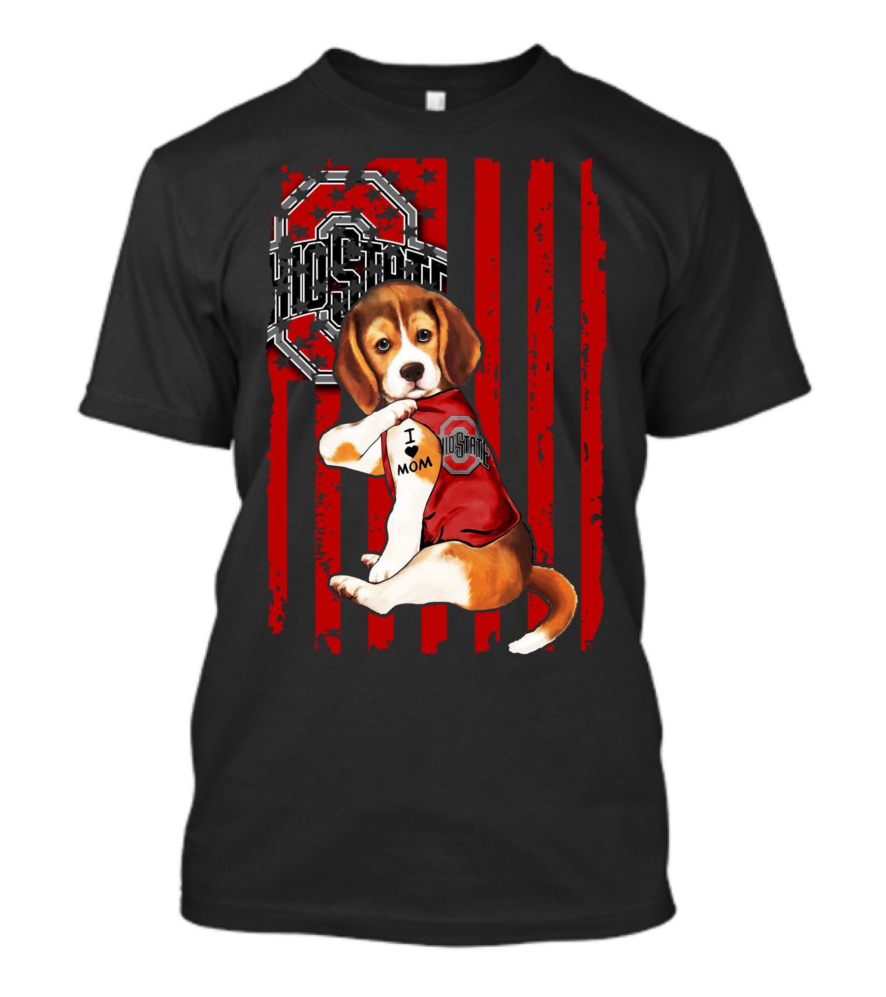 Ohio State Buckeyes Beagle With I Love Mom Tattoo T-Shirt