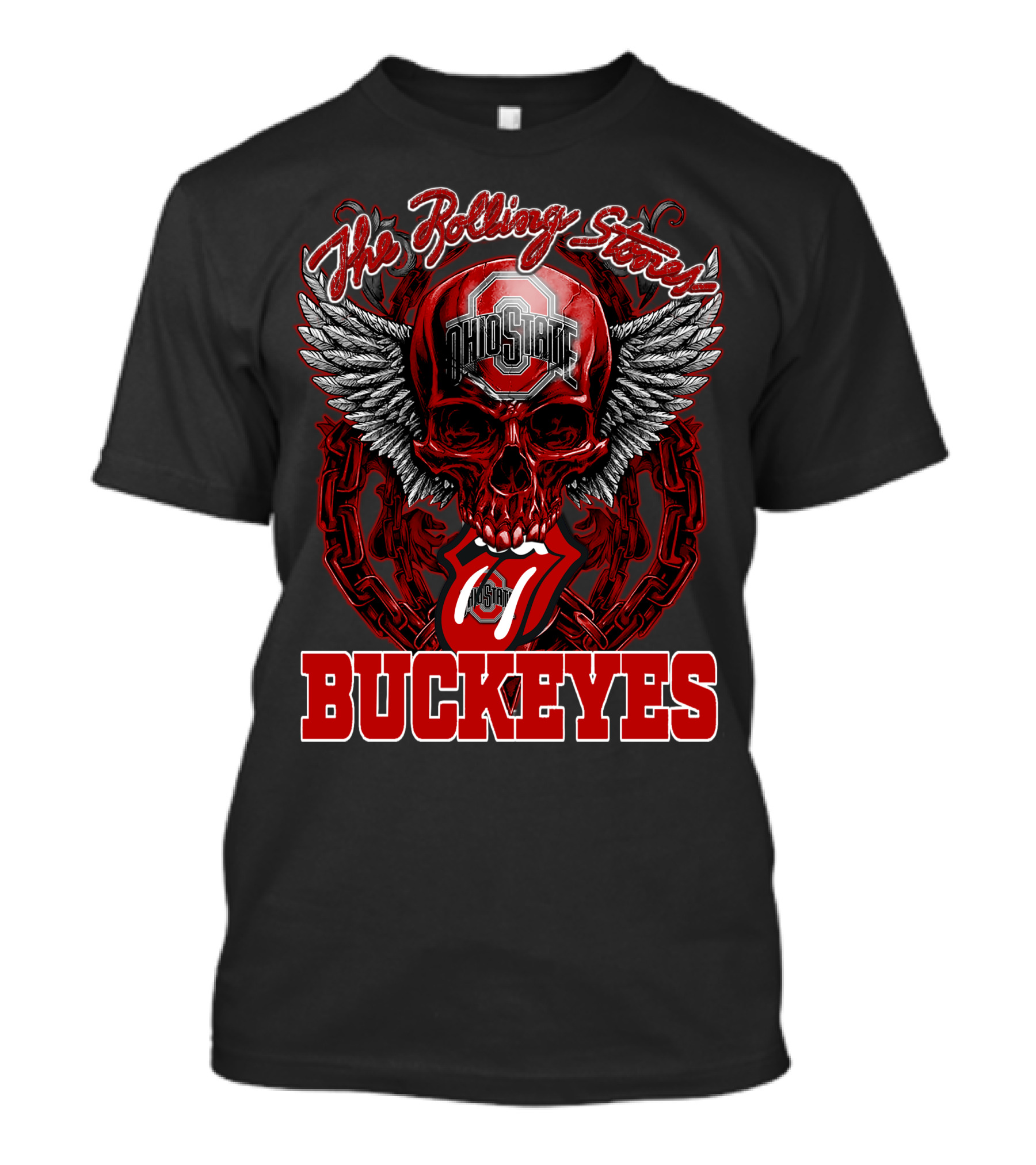 The Rolling Stones Ohio State Buckeyes Skull With Wings And Tongue T-Shirt