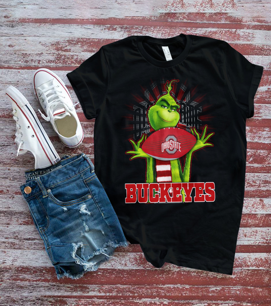Grinch Holding Ohio State Buckeyes Football T-Shirt