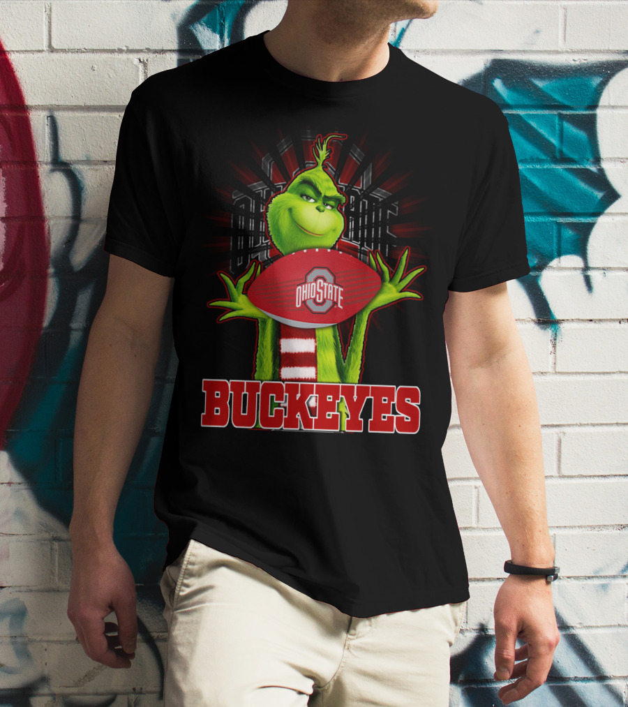 Grinch Holding Ohio State Buckeyes Football T-Shirt