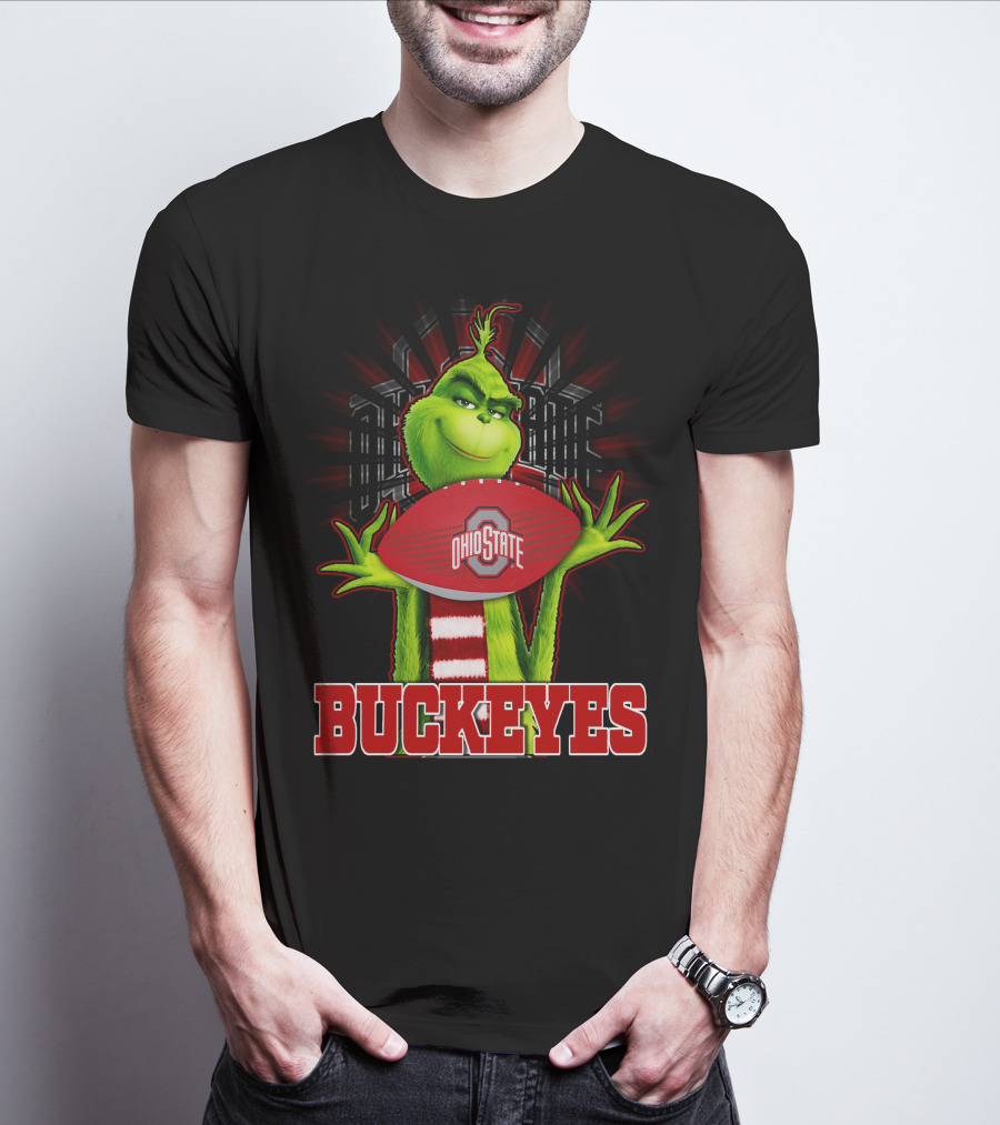 Grinch Holding Ohio State Buckeyes Football T-Shirt