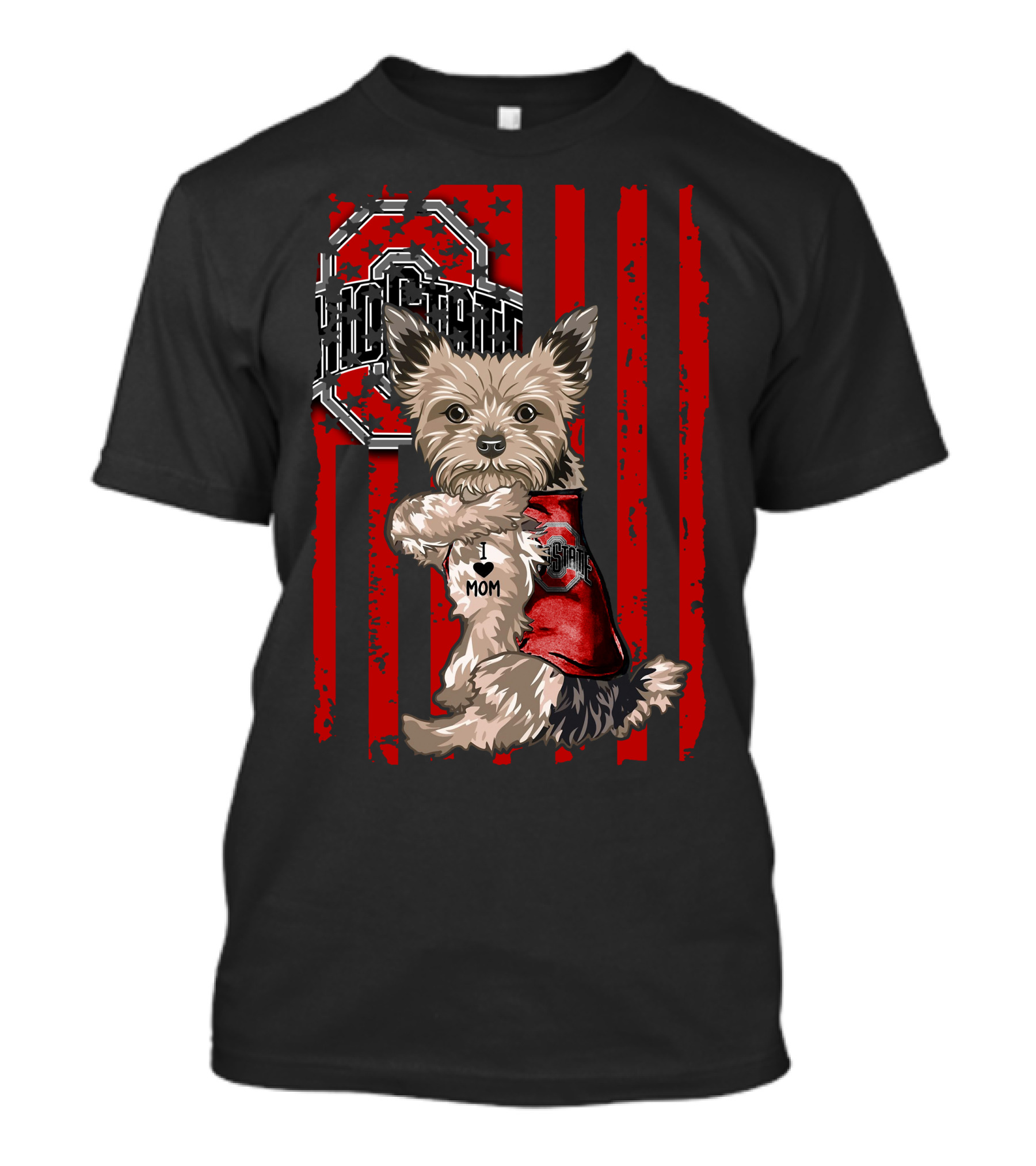Yorkshire Terrier Ohio State Buckeyes I Love Mom T-Shirt