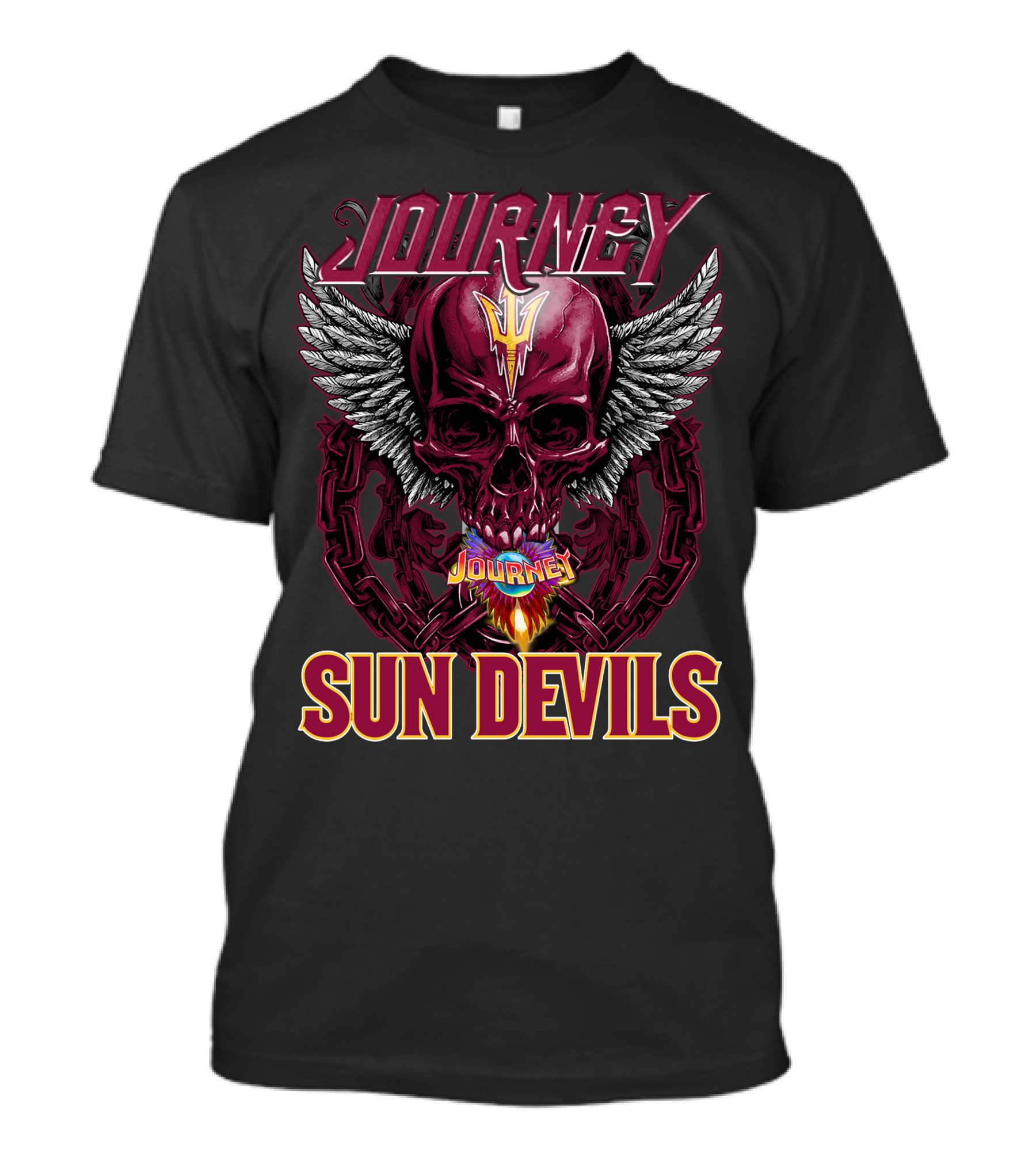 Journey Sun Devils Skull With Wings And Chains T-Shirt