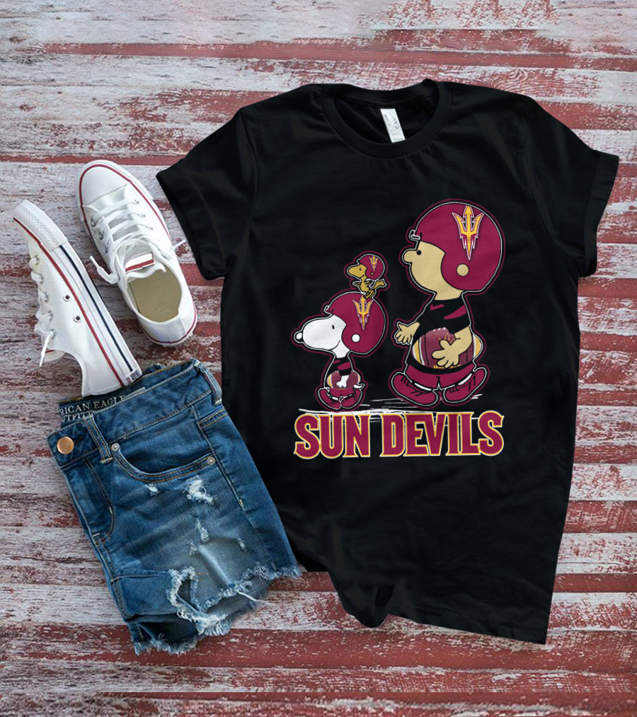 Snpfootball Sun Devils Arizona Peanuts Crossover Football Theme T-Shirt