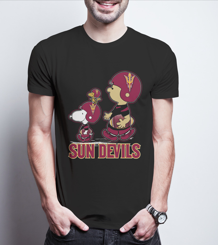 Snpfootball Sun Devils Arizona Peanuts Crossover Football Theme T-Shirt