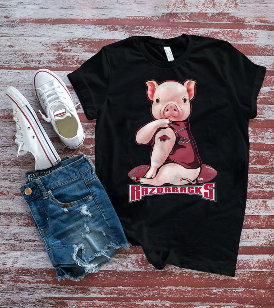 Arkansas Razorbacks Pig Football Mascot T-Shirt