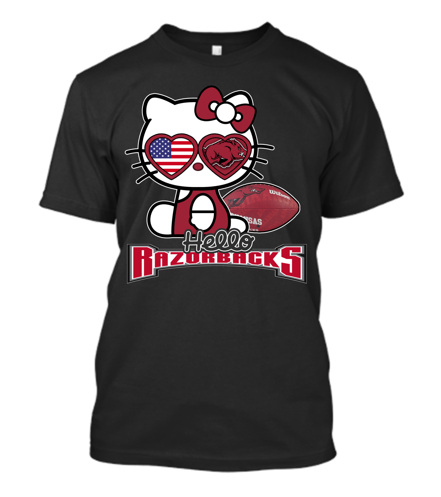Hello Kitty Arkansas Razorbacks Football Fan T-Shirt