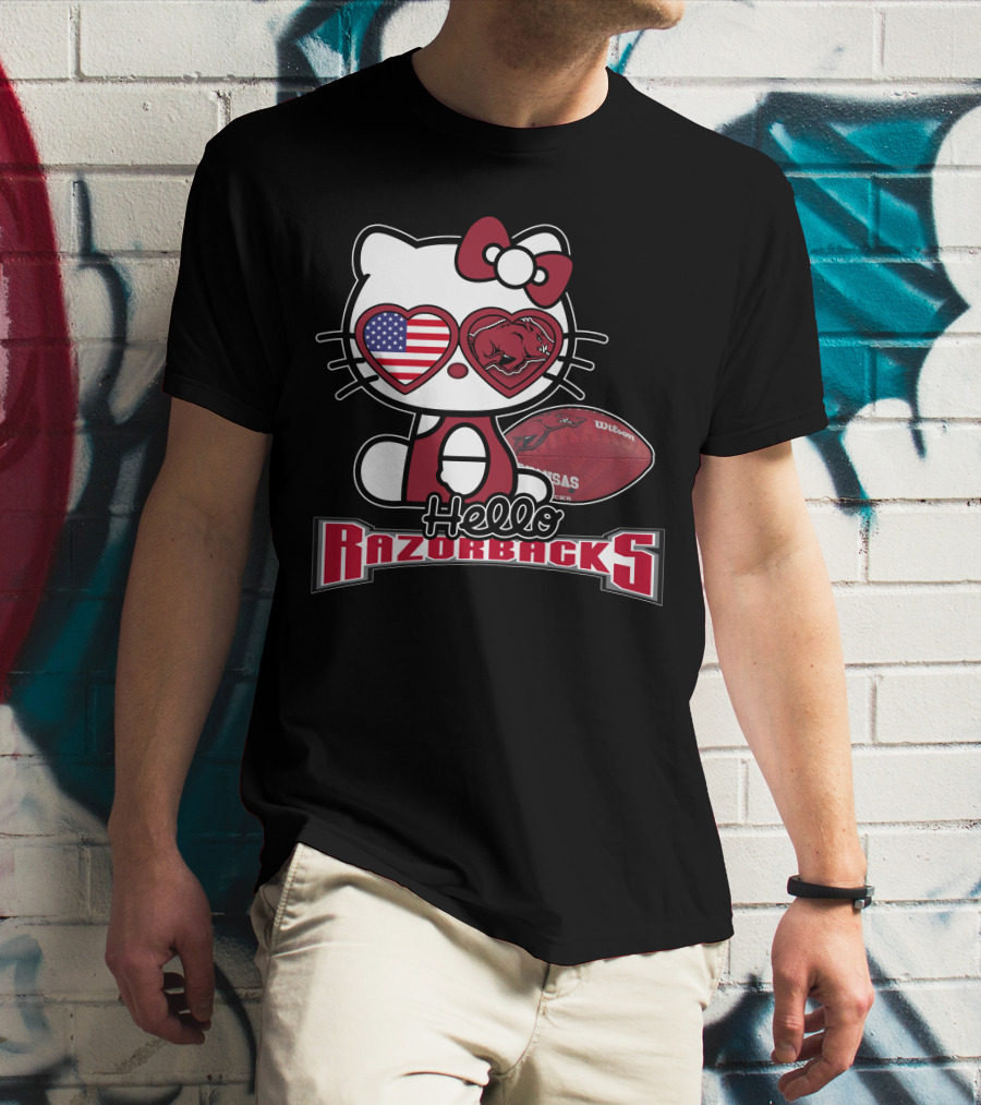 Hello Kitty Arkansas Razorbacks Football Fan T-Shirt