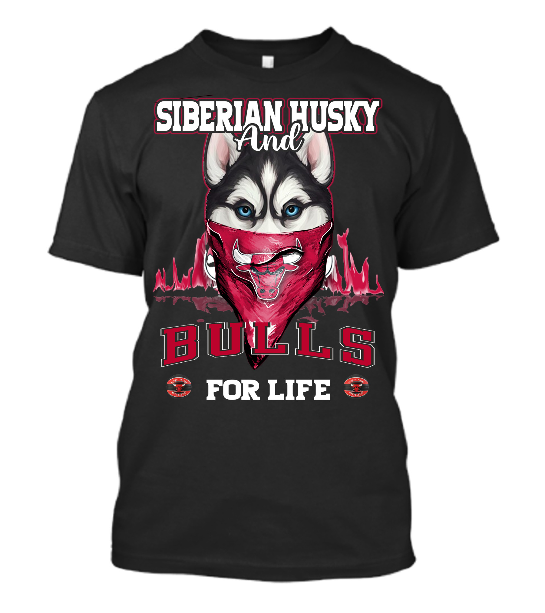 Siberian Husky And Chicago Bulls For Life T-Shirt