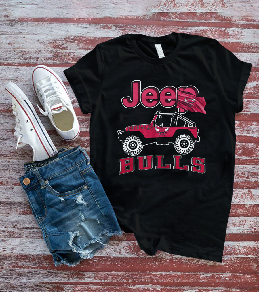 Jeep Bulls Chicago Bulls Flag T-Shirt