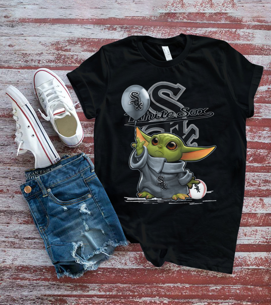 Yoda Chicago White Sox Balloon Baseball T-Shirt