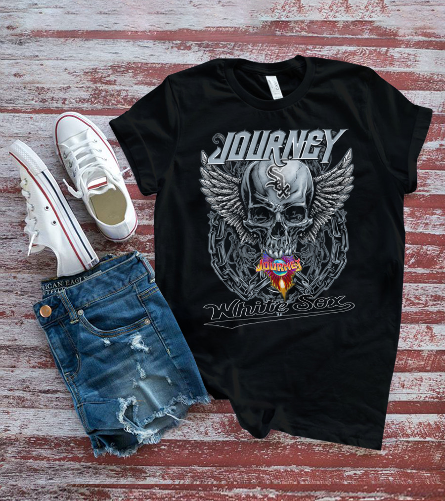 Journey Chicago White Sox Skull Chains Wings T-Shirt