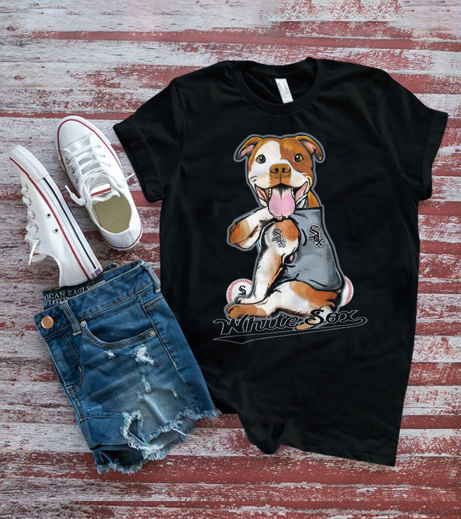 Pittbull White Sox Baseball Dog T-Shirt