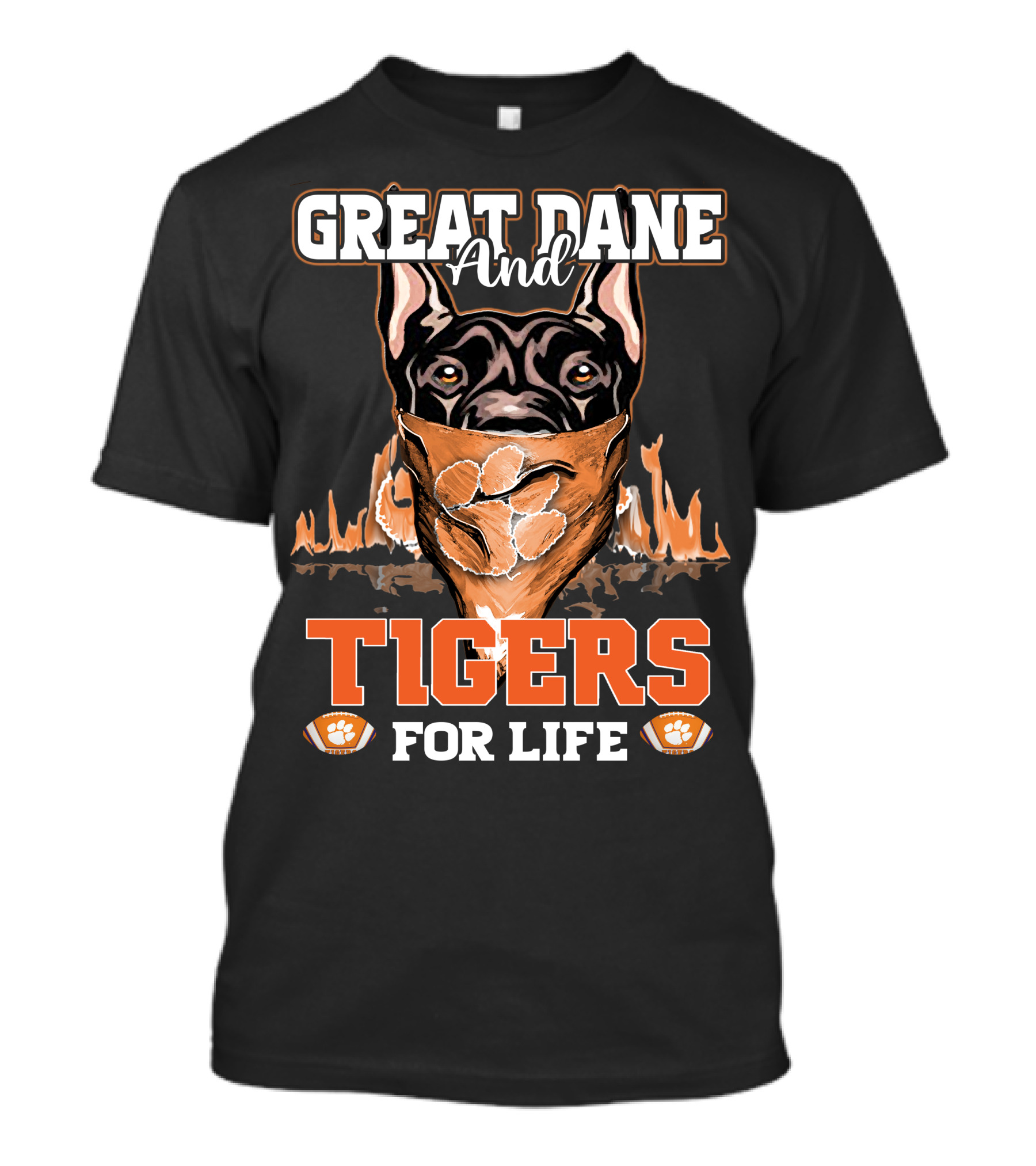 Great Dane And Tigers For Life Clemson T-Shirt