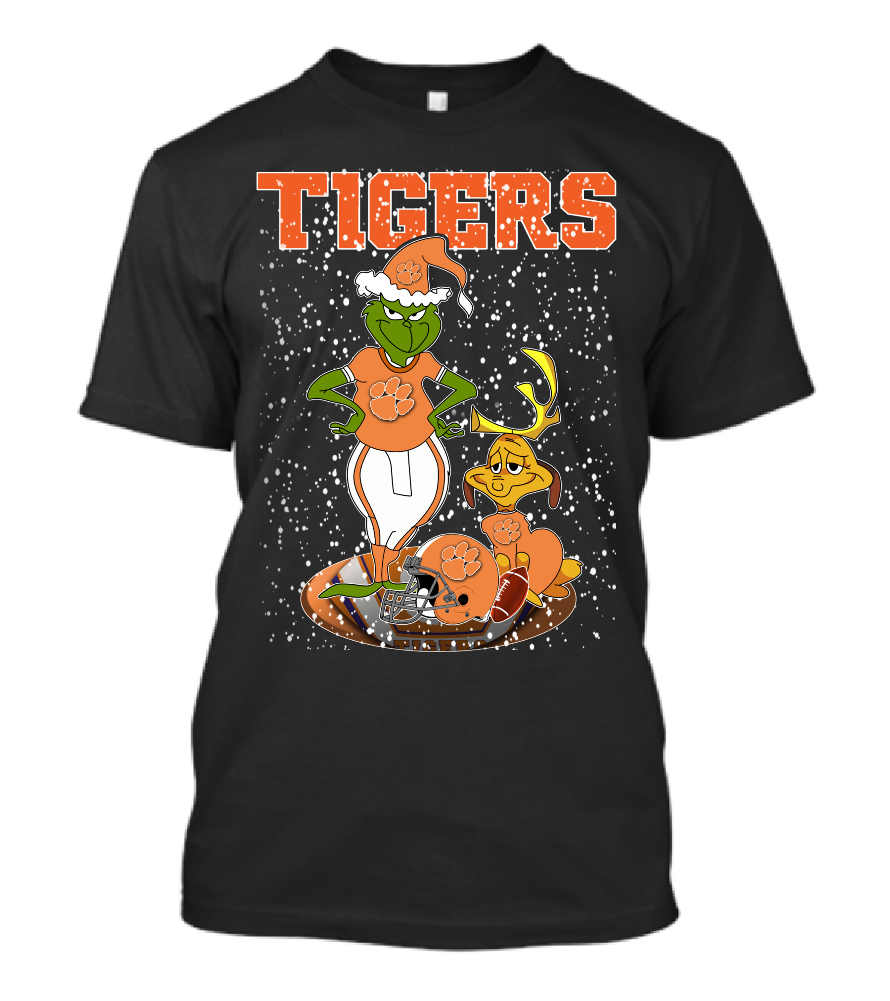 Grinch Clemson Tigers Christmas Football T-Shirt