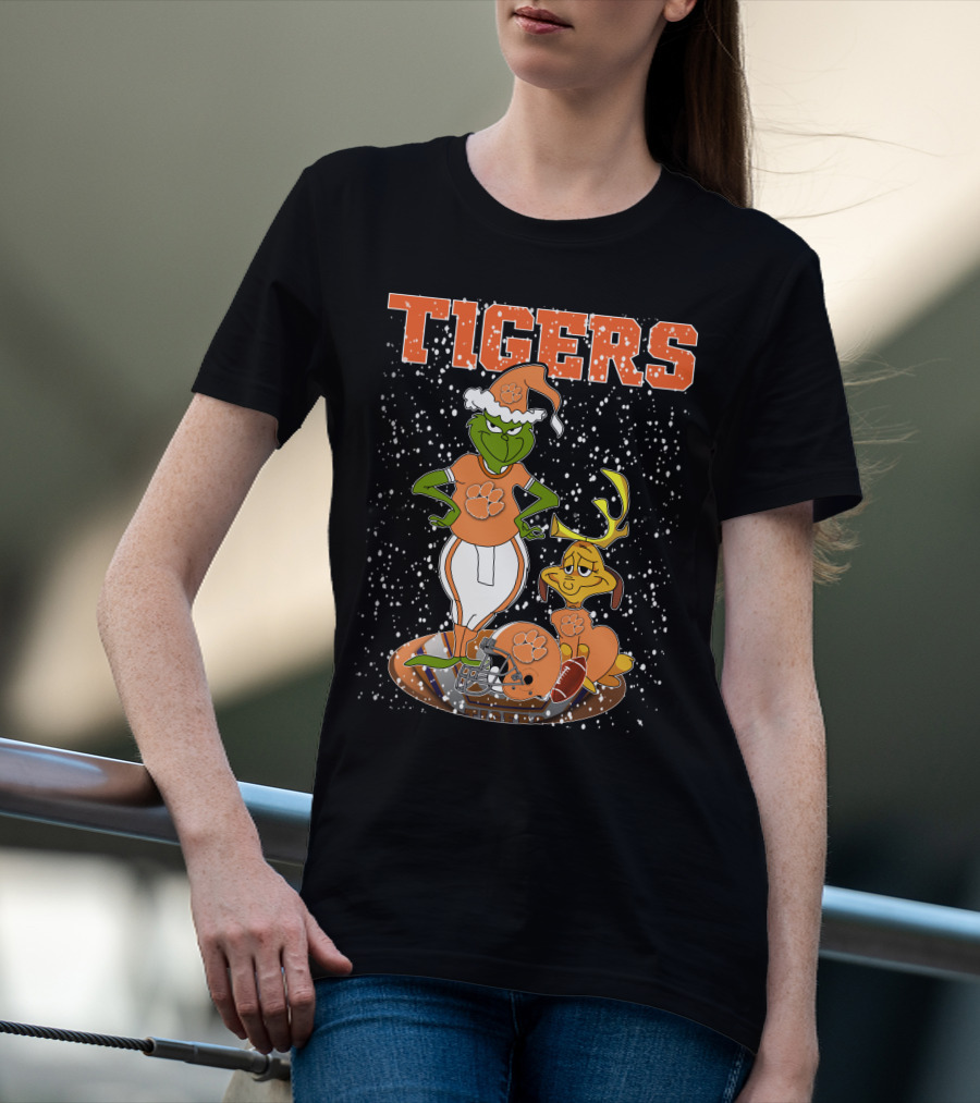 Grinch Clemson Tigers Christmas Football T-Shirt