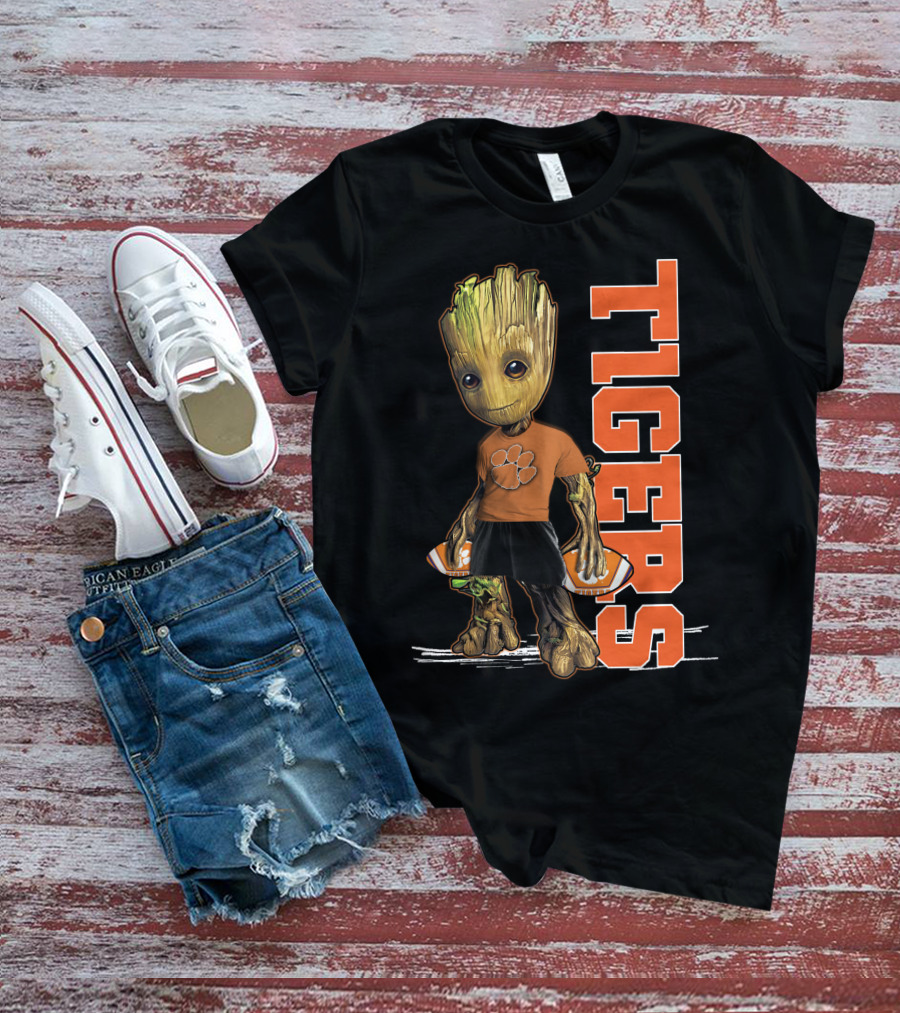 Groot Clemson Tigers Football Fan Marvel Groot And Clemson University Sports Fan Gear T-Shirt