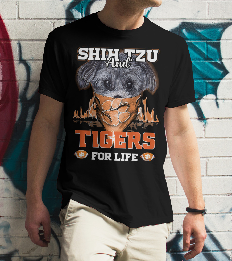 Shih Tzu And Clemson Tigers For Life T-Shirt