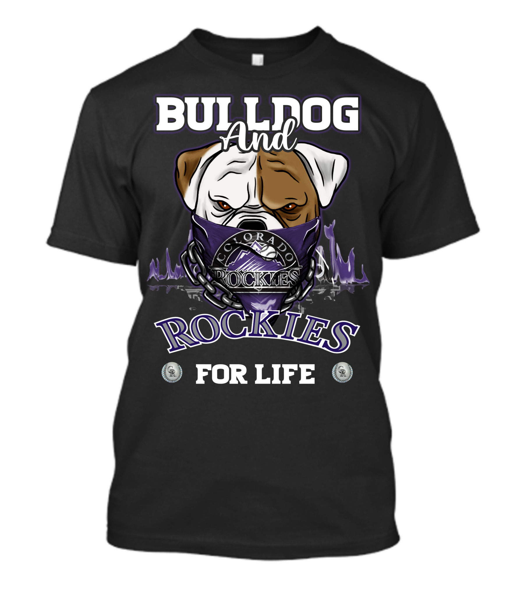BULLDOG AND COLORADO ROCKIES FOR LIFE T-Shirt