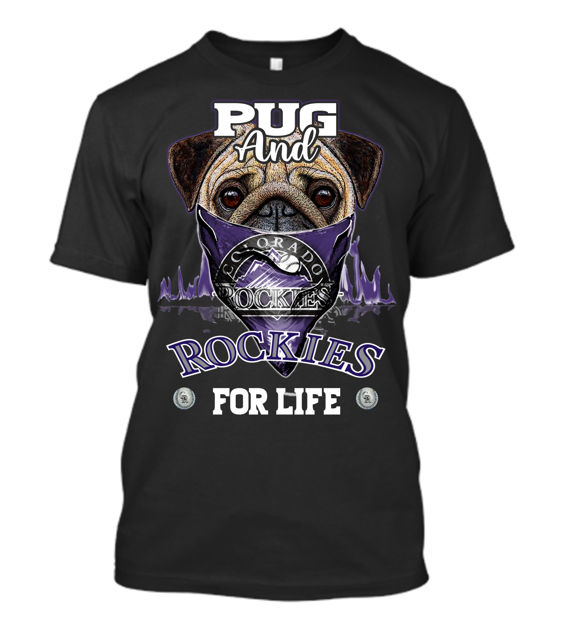 Pug And Colorado Rockies For Life T-Shirt