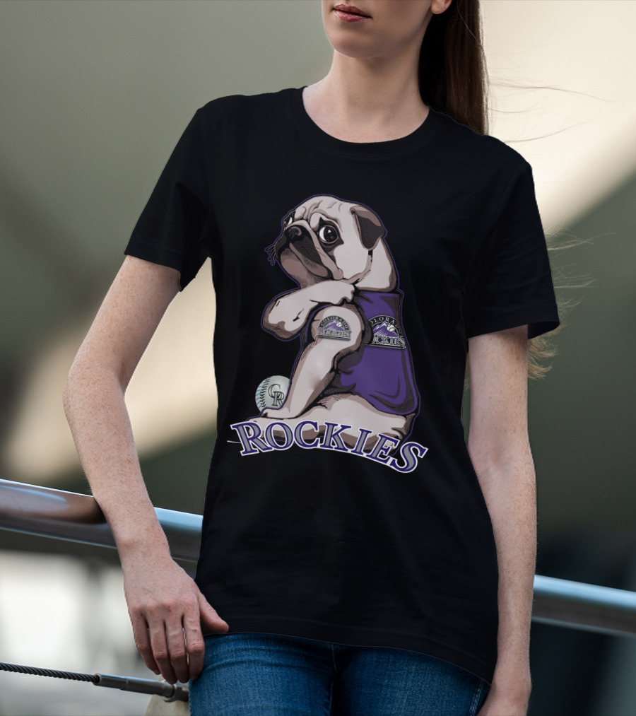 Pug Colorado Rockies CR Baseball Rockies T-Shirt