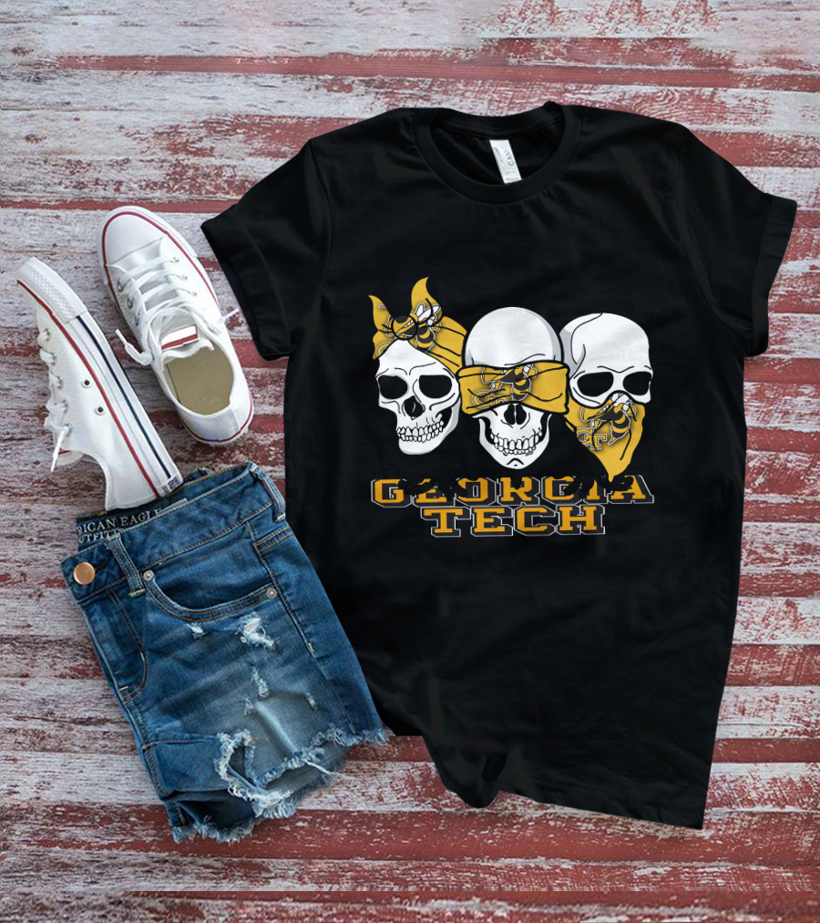 3 Skull Yellow Jackets Georgia Tech T-Shirt