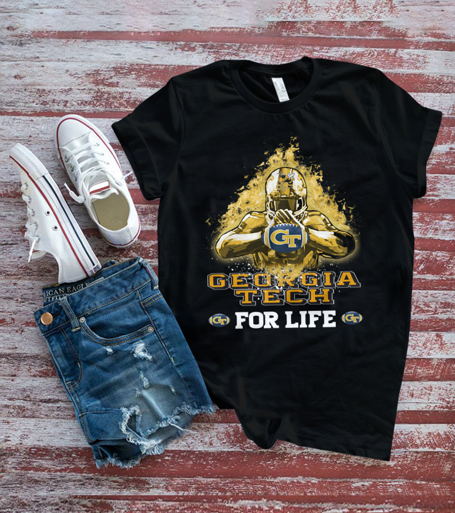 Georgia Tech GT Yellow Jackets Football Helmet For Life T-Shirt