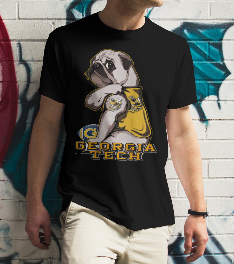 Georgia Tech Yellow Jackets Pug Football T-Shirt
