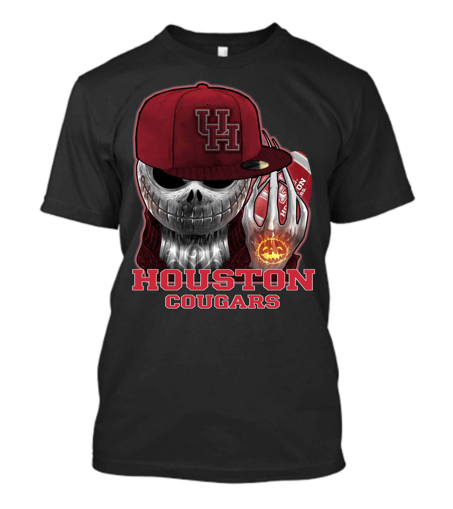 Houston Cougars Jackskull Halloween Spirit T-Shirt