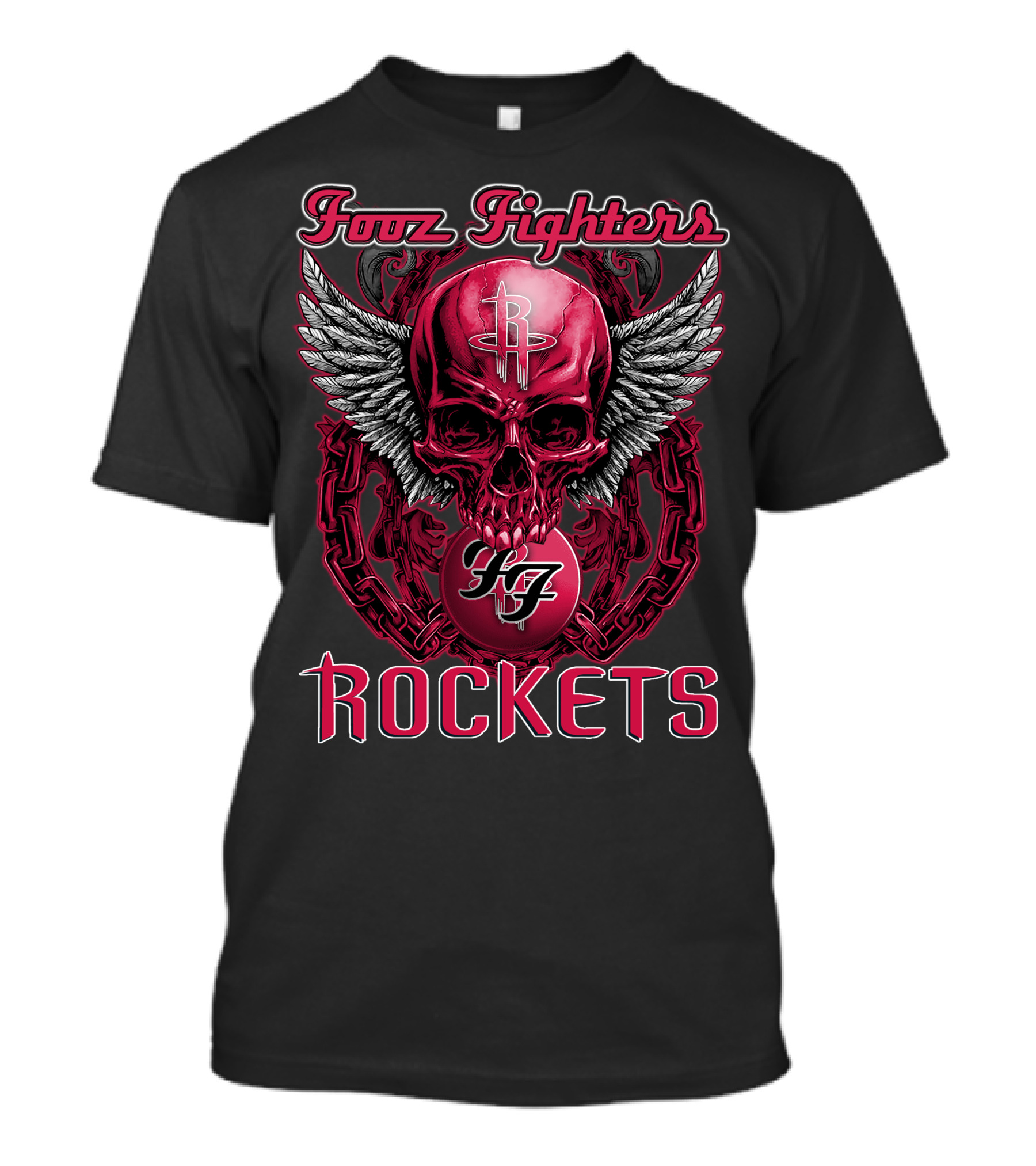 Foo Fighters Houston Rockets Winged Skull T-Shirt