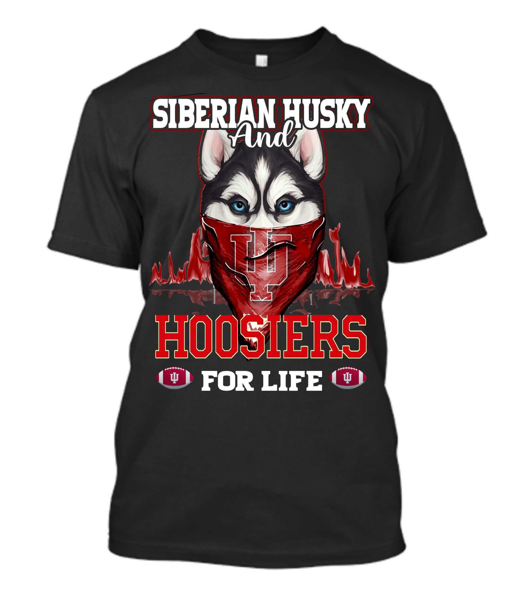 Siberian Husky And Indiana Hoosiers For Life T-Shirt