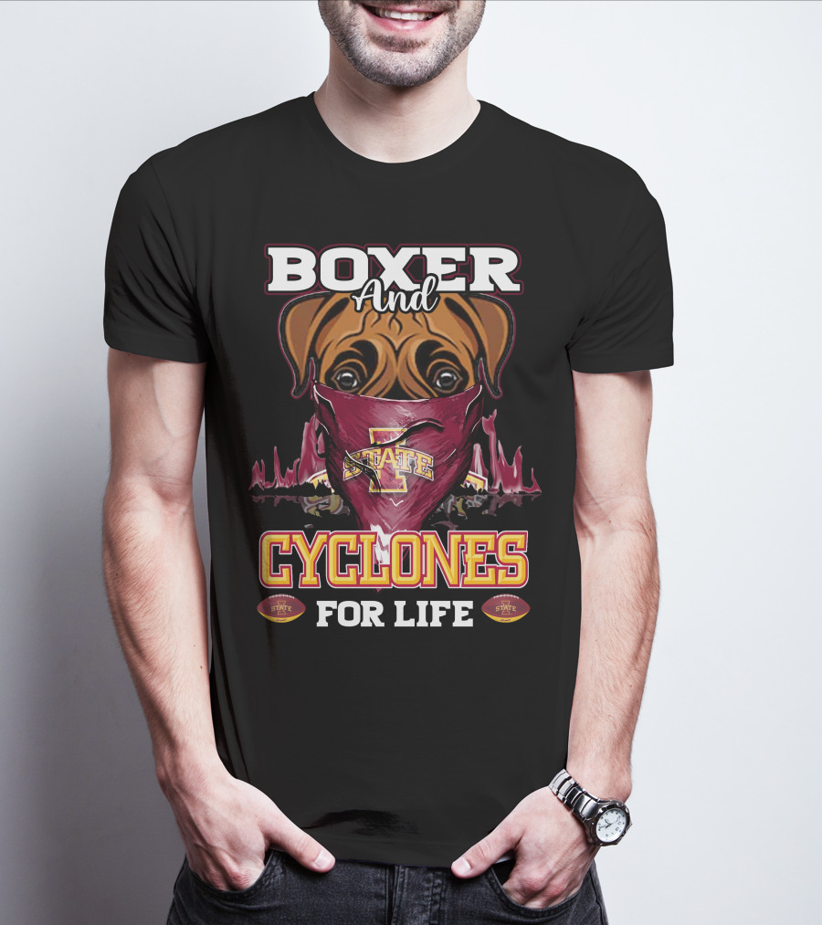 Boxer And Cyclones For Life Iowa State T-Shirt