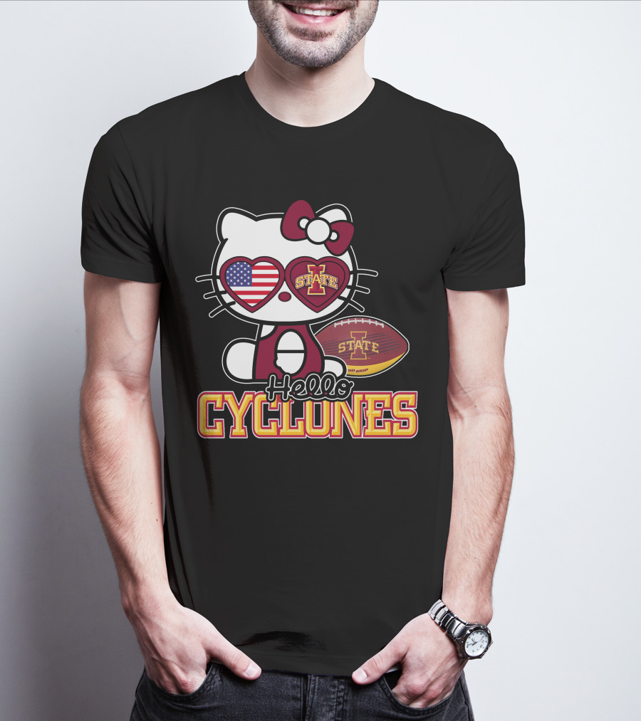 Hello Kitty Iowa State Cyclones Football American Flag T-Shirt