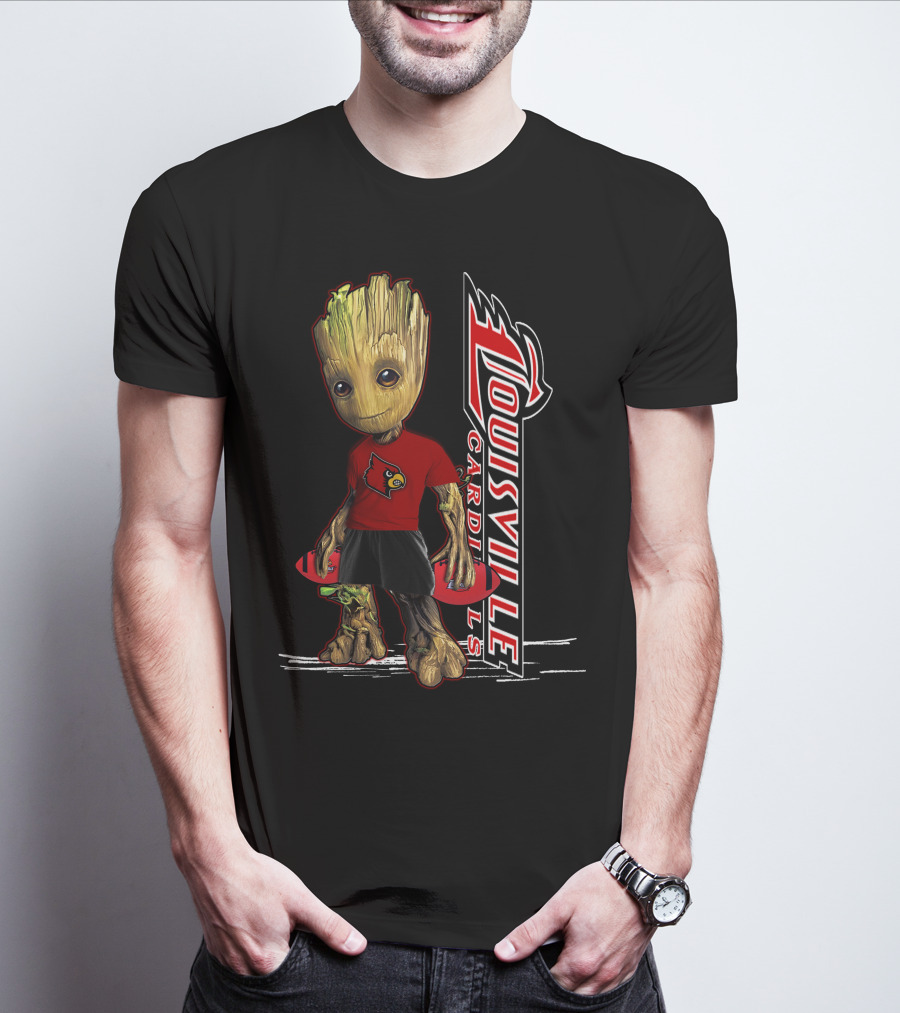 Groot Louisville Cardinals Fan Character With Team T-Shirt