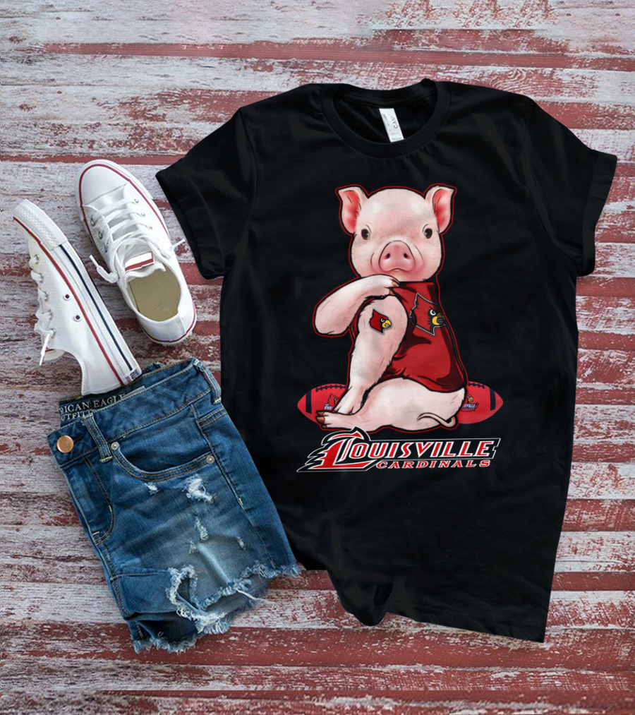 Louisville Cardinals Pig With Football Gear T-Shirt