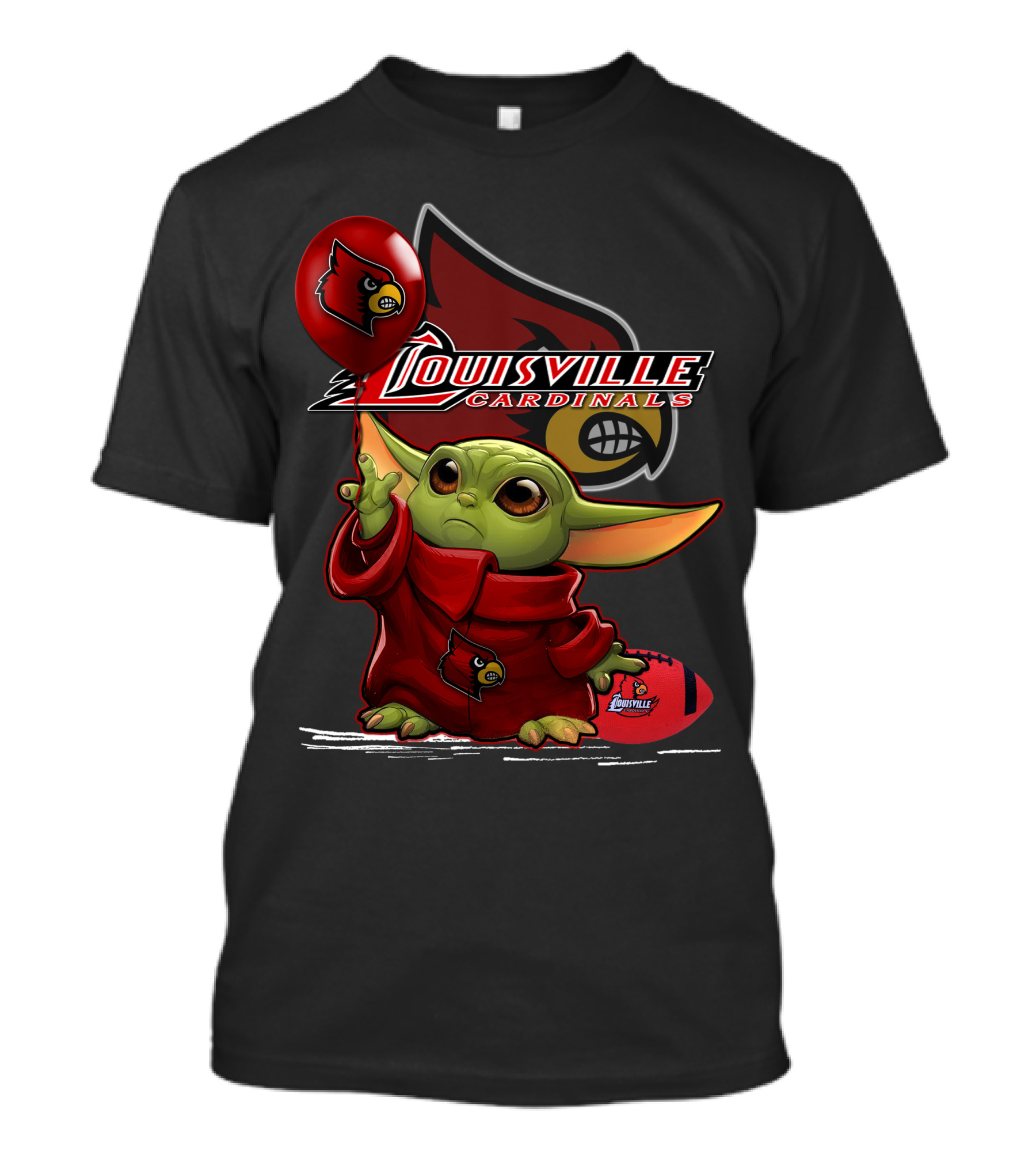 Louisville Cardinals Yoda Balloon Football T-Shirt