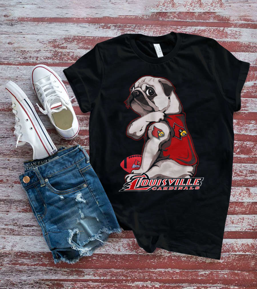 Louisville Cardinals Pug Football T-Shirt