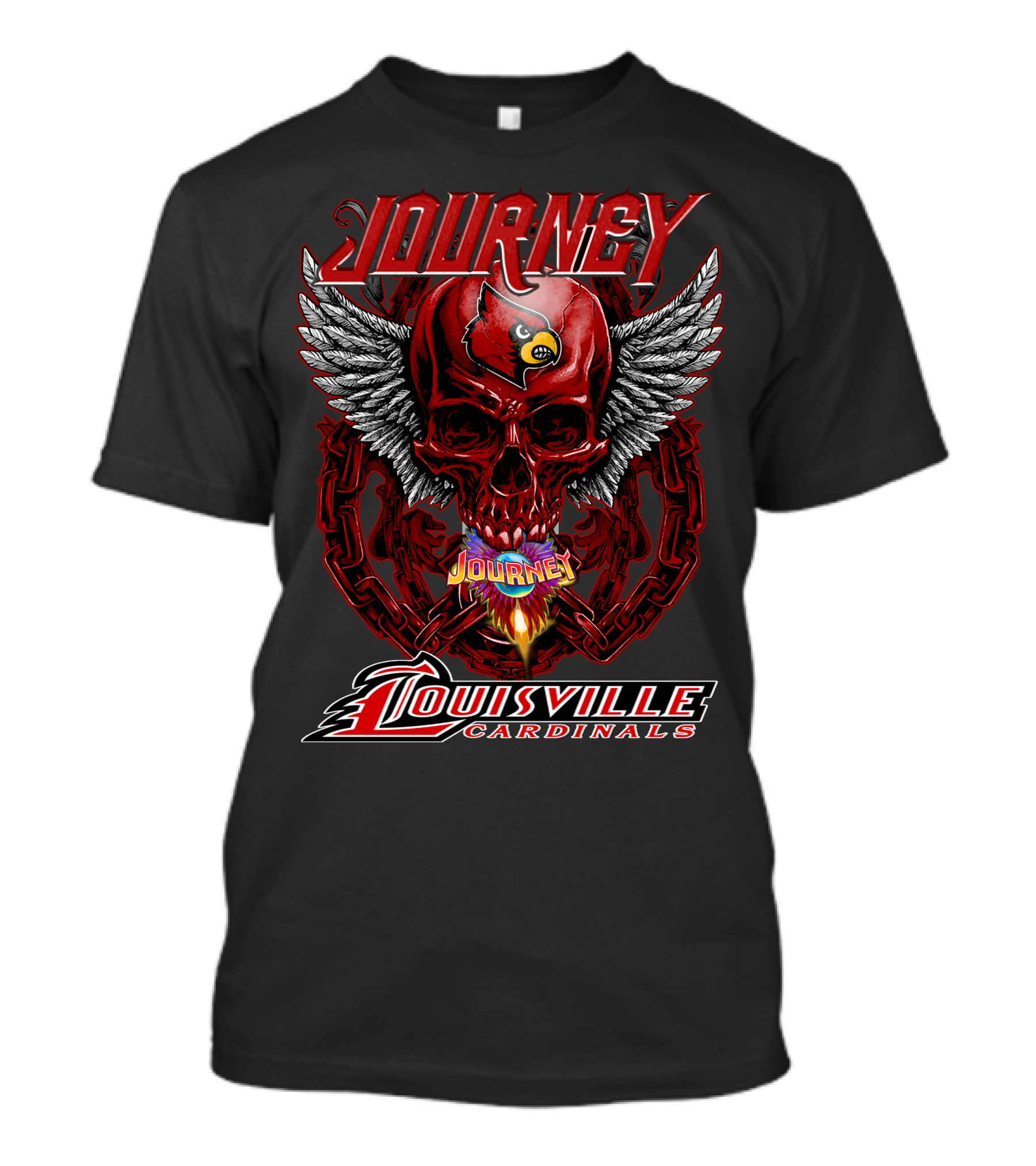 Journey Louisville Cardinals Skull Wings T-Shirt