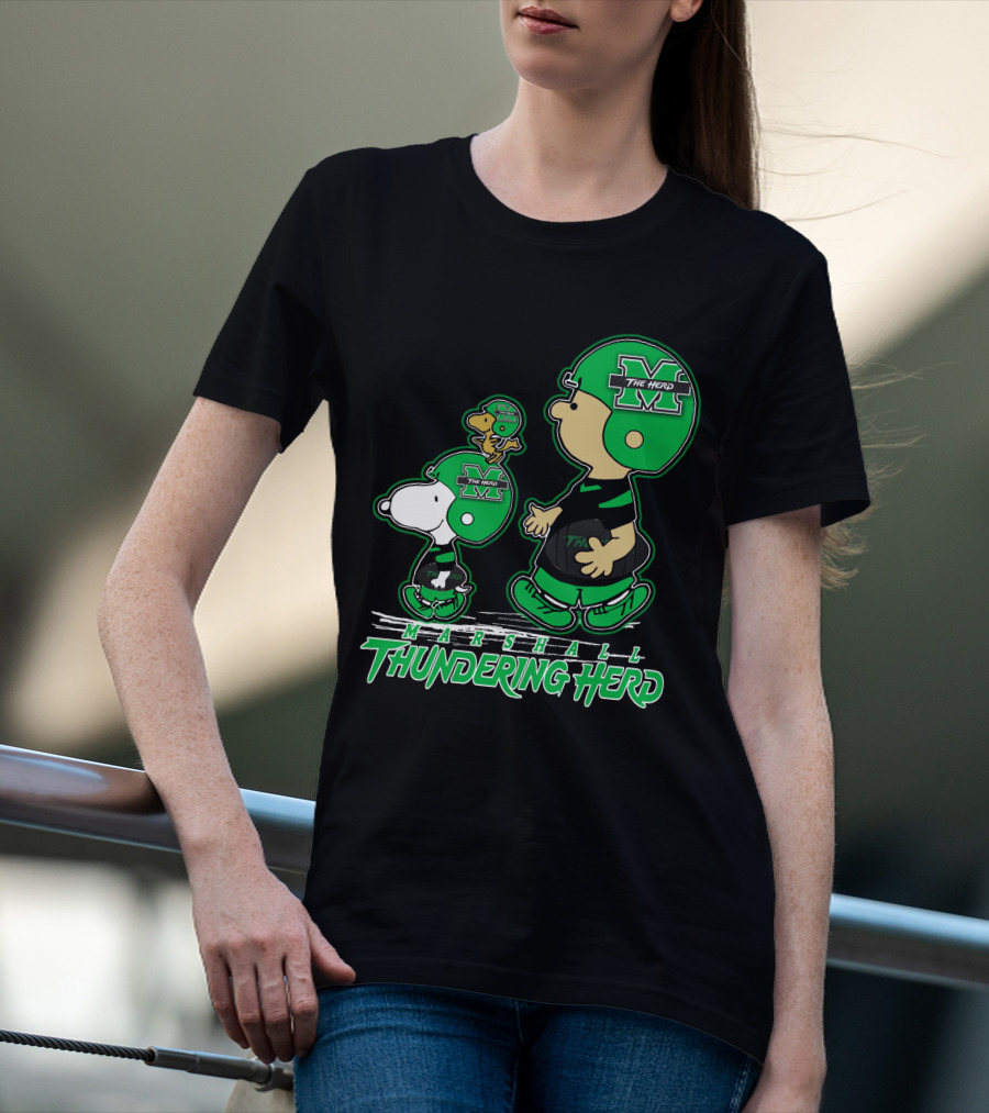 Marshall Thundering Herd Football Cartoon Characters T-Shirt