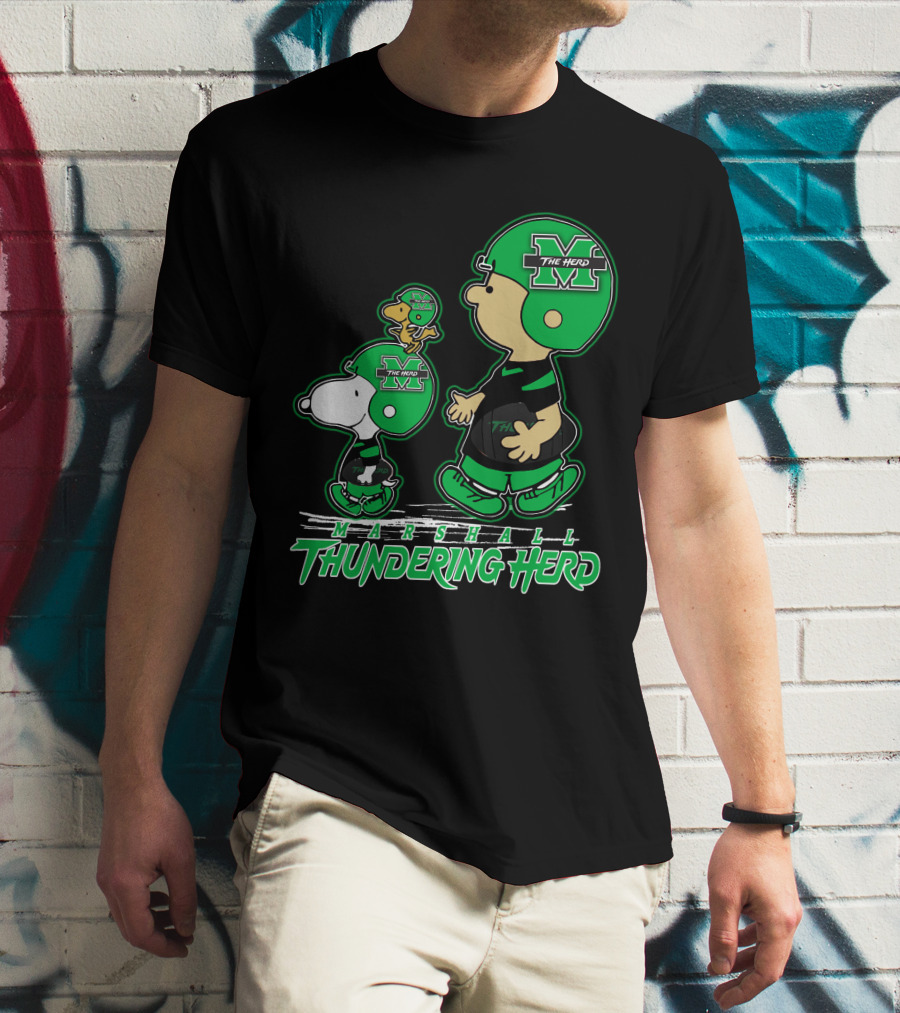 Marshall Thundering Herd Football Cartoon Characters T-Shirt