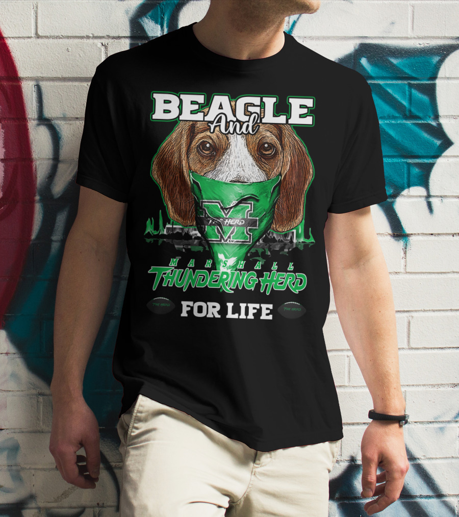Beagle And Marshall Thundering Herd For Life T-Shirt